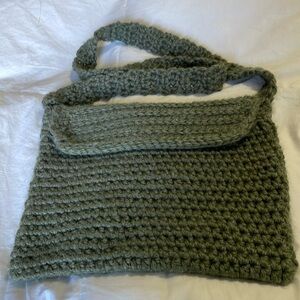 Handmade Crocheted crossbody bag,sage green